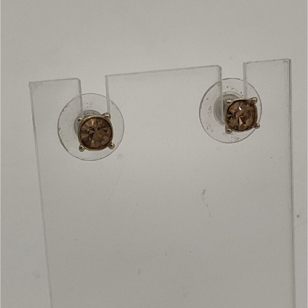 Gold Tone Stud Earrings November Golden Yellow Gemstones